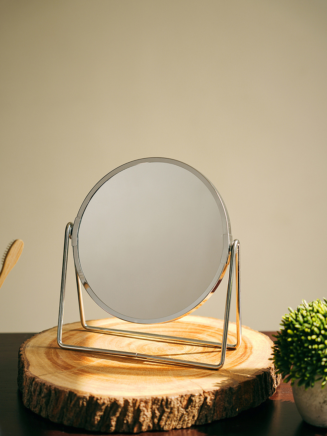 Pure Home and Living Silver-Toned Double Sided Metal Vanity Mirror