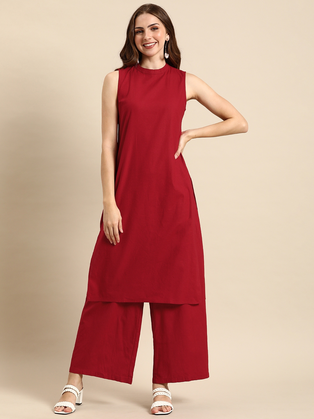 Anouk Pure Cotton Kurta With Palazzos - Kurta Sets for Women 22465918 | Myntra