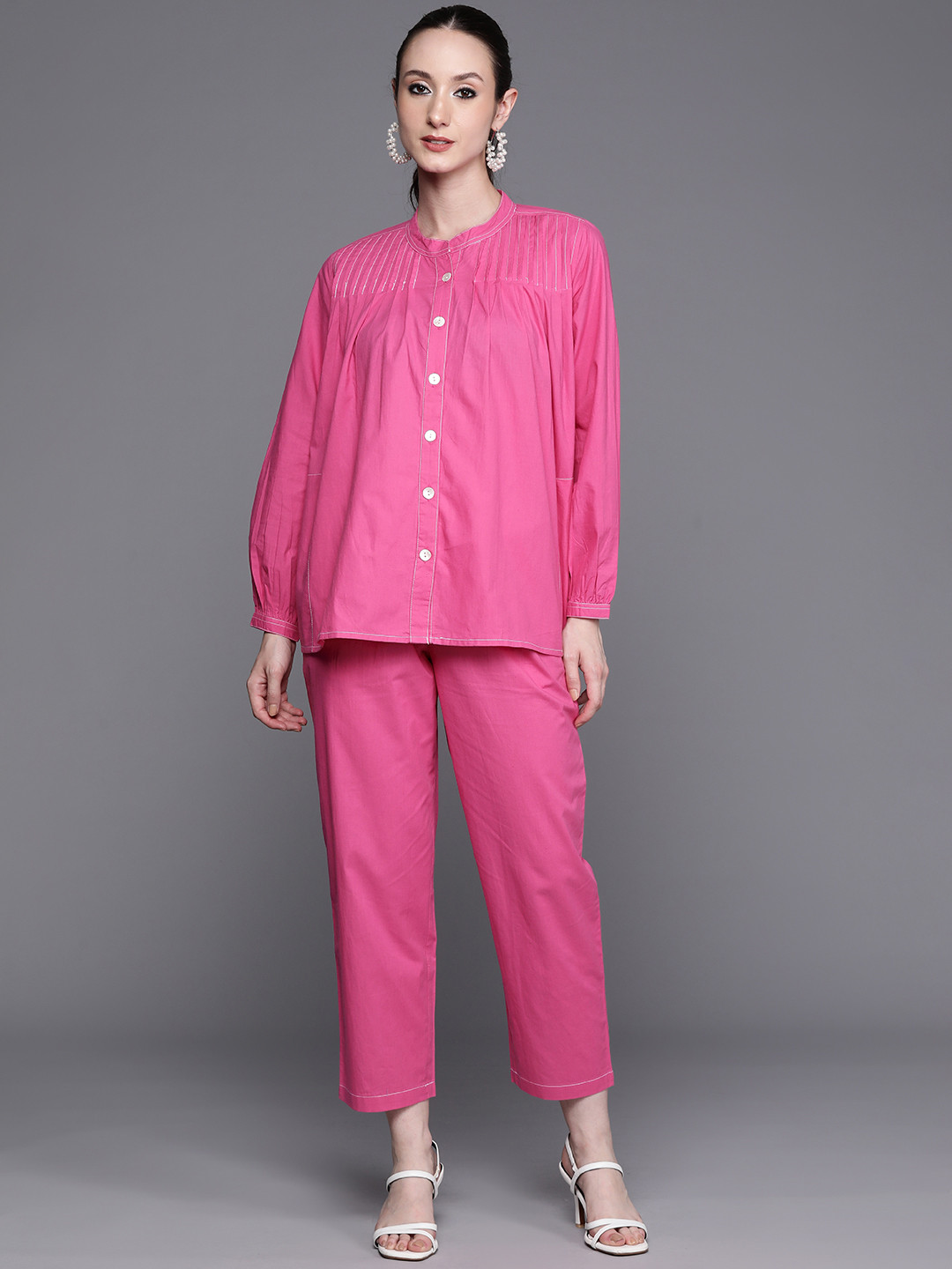 Indo Era Regular Kantha Work Pure Cotton Shirt With Trousers