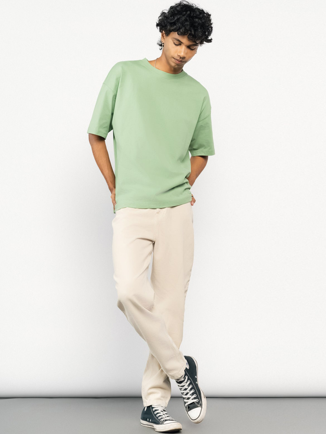 FREAKINS Men Regular Fit High-Rise Cream Jeans