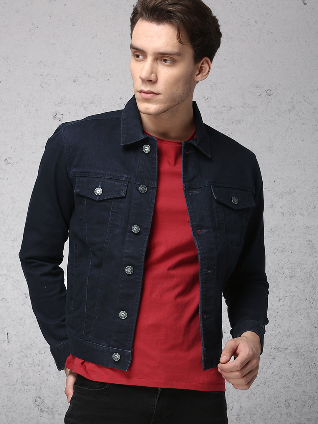 ecko unltd men blue solid denim jacket