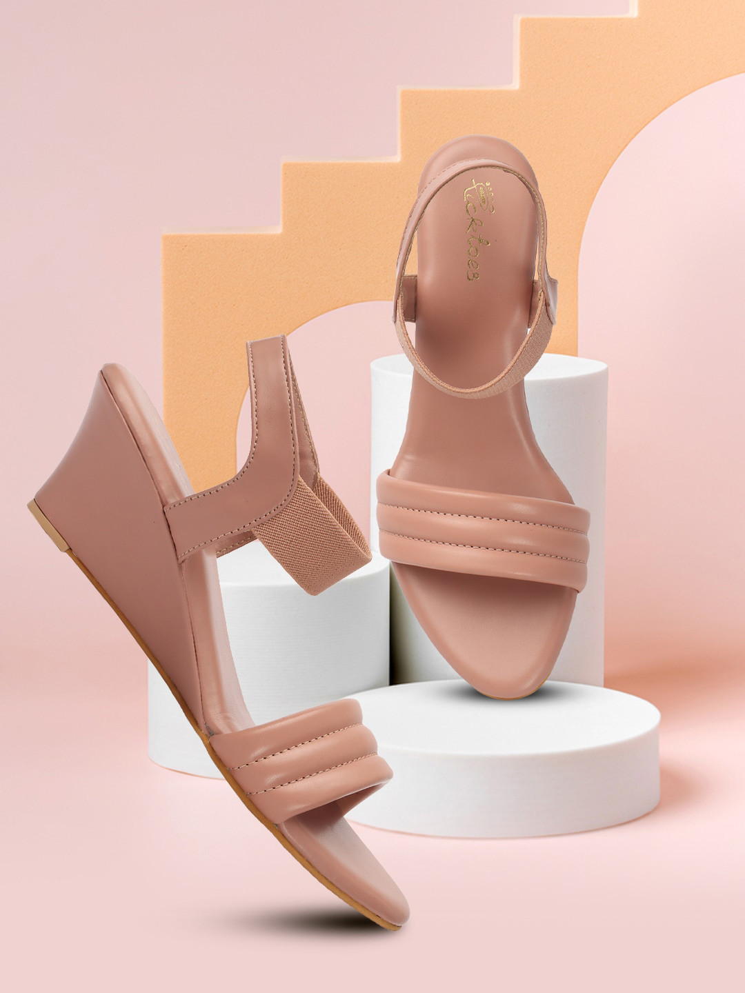 Picktoes Open Toe Wedges With Backstrap