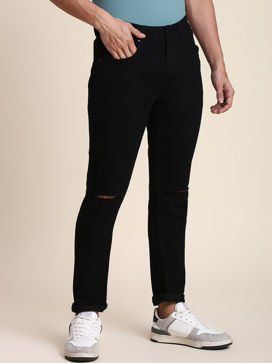 Dennis Lingo Men Slim Fit Slash Knee Stretchable Jeans