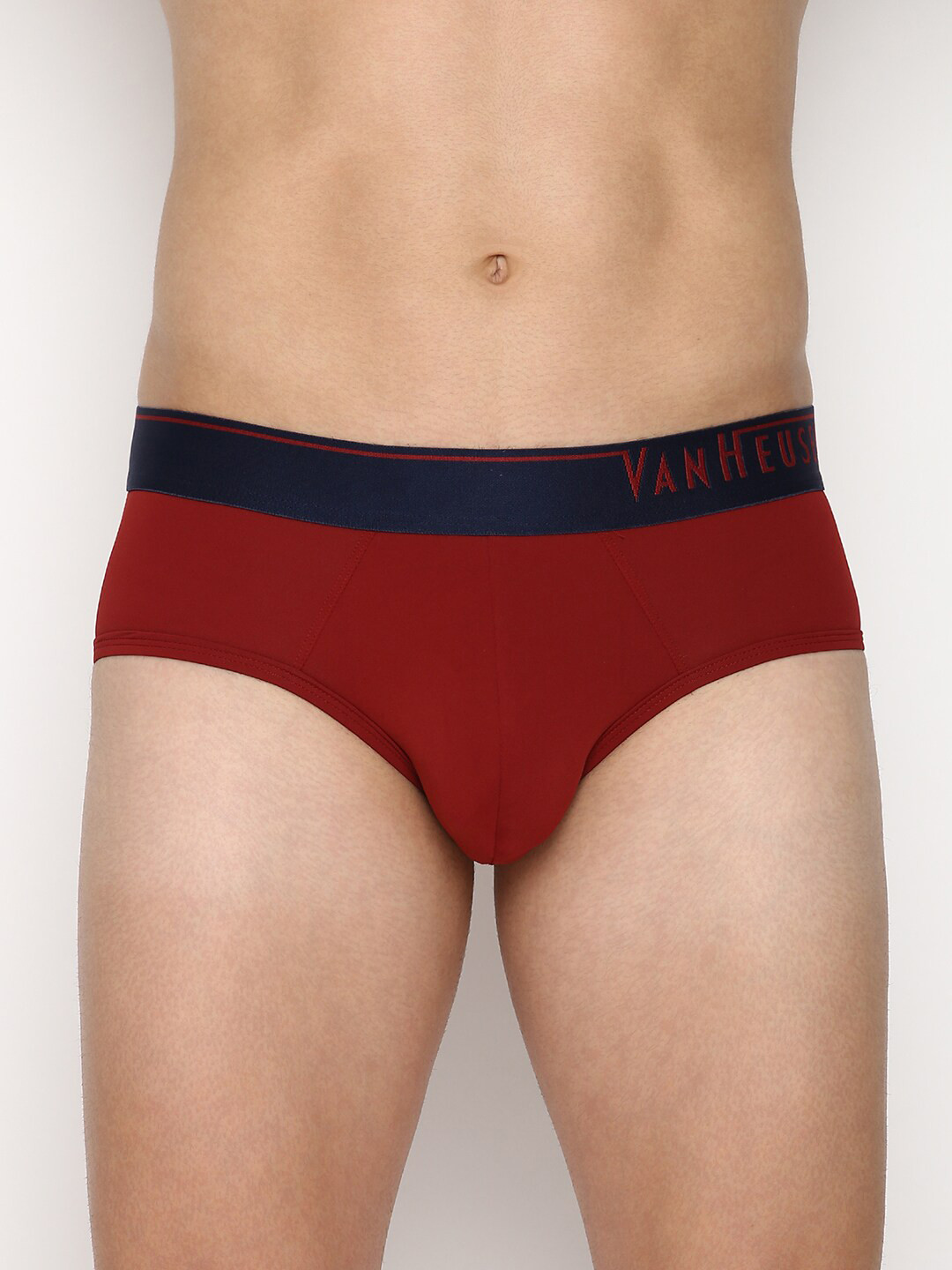 Van Heusen Innerwear Men Tomato Red Solid 4 Way Stretch Body Defining Fit Brief