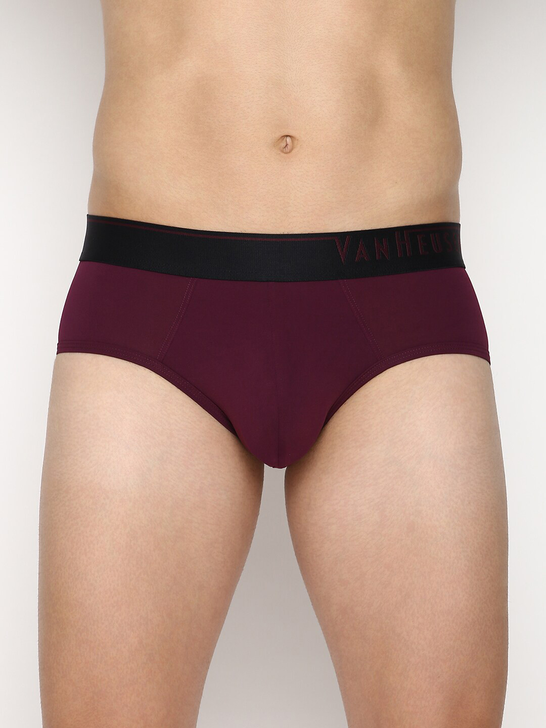 Van Heusen Innerwear Men Deep Purple Solid 4 Way Stretch Body Defining Fit Brief