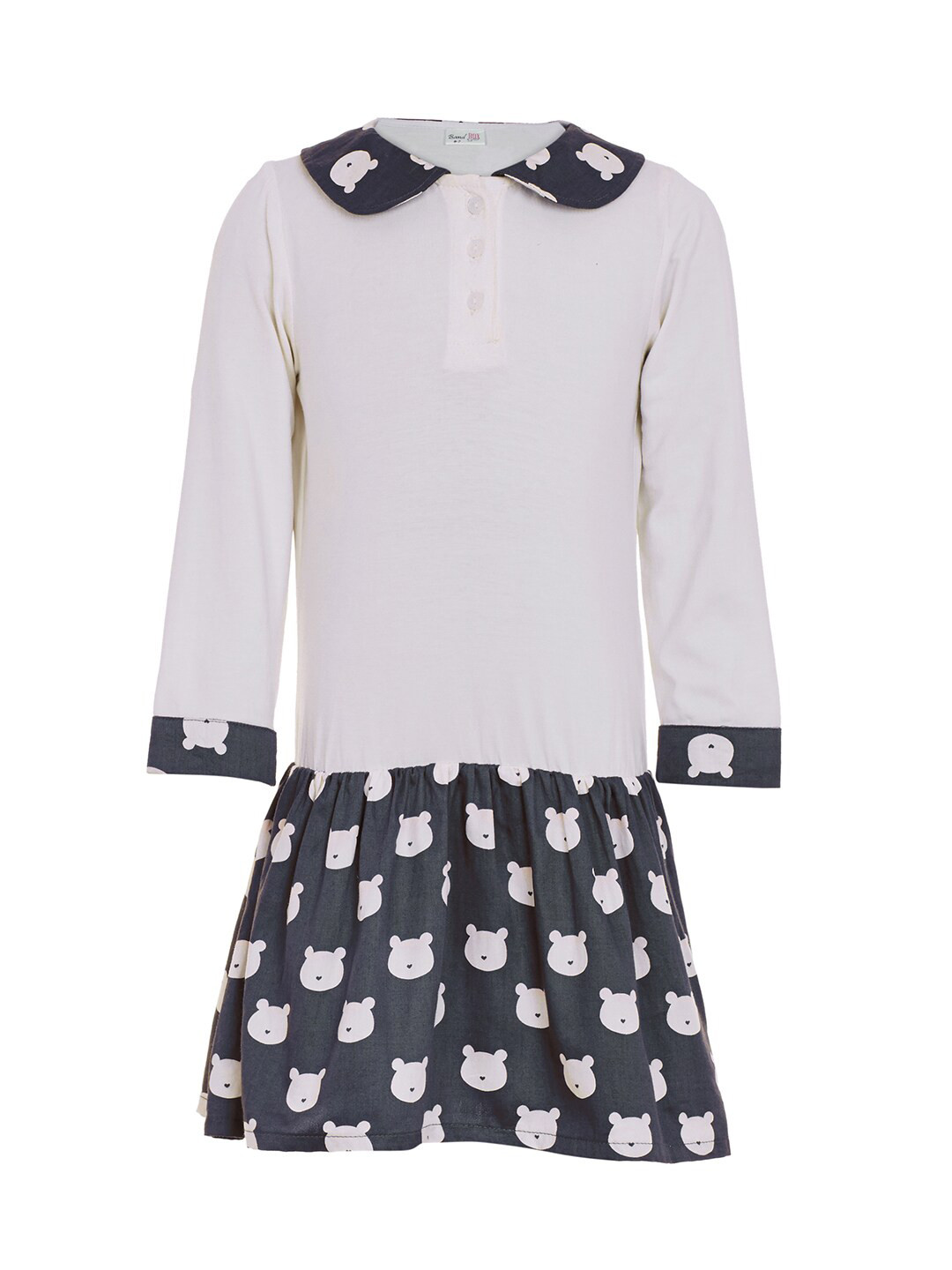 BandBox Girls Conversational Printed Peter Pan Collar Drop-Waist Dress