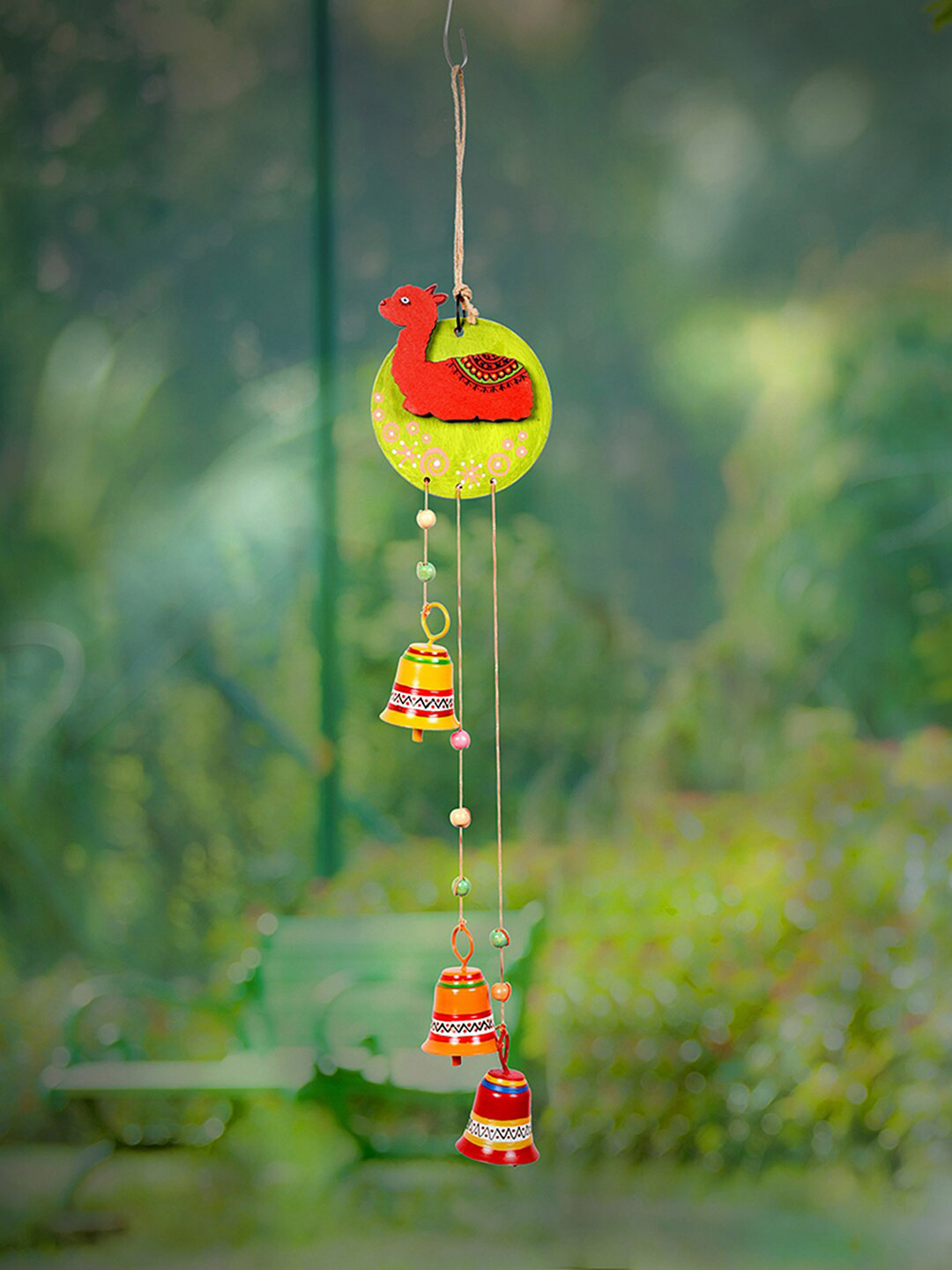 Aakriti Art Creations Pink & Yellow Panther With Metal Bell Windchimes