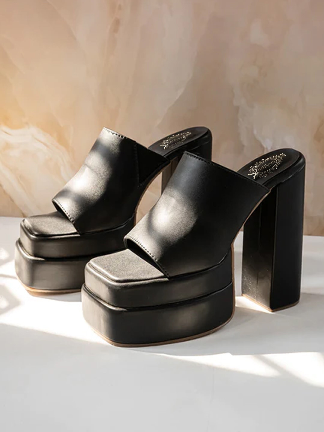 Shoetopia Square Toe Platform Heels