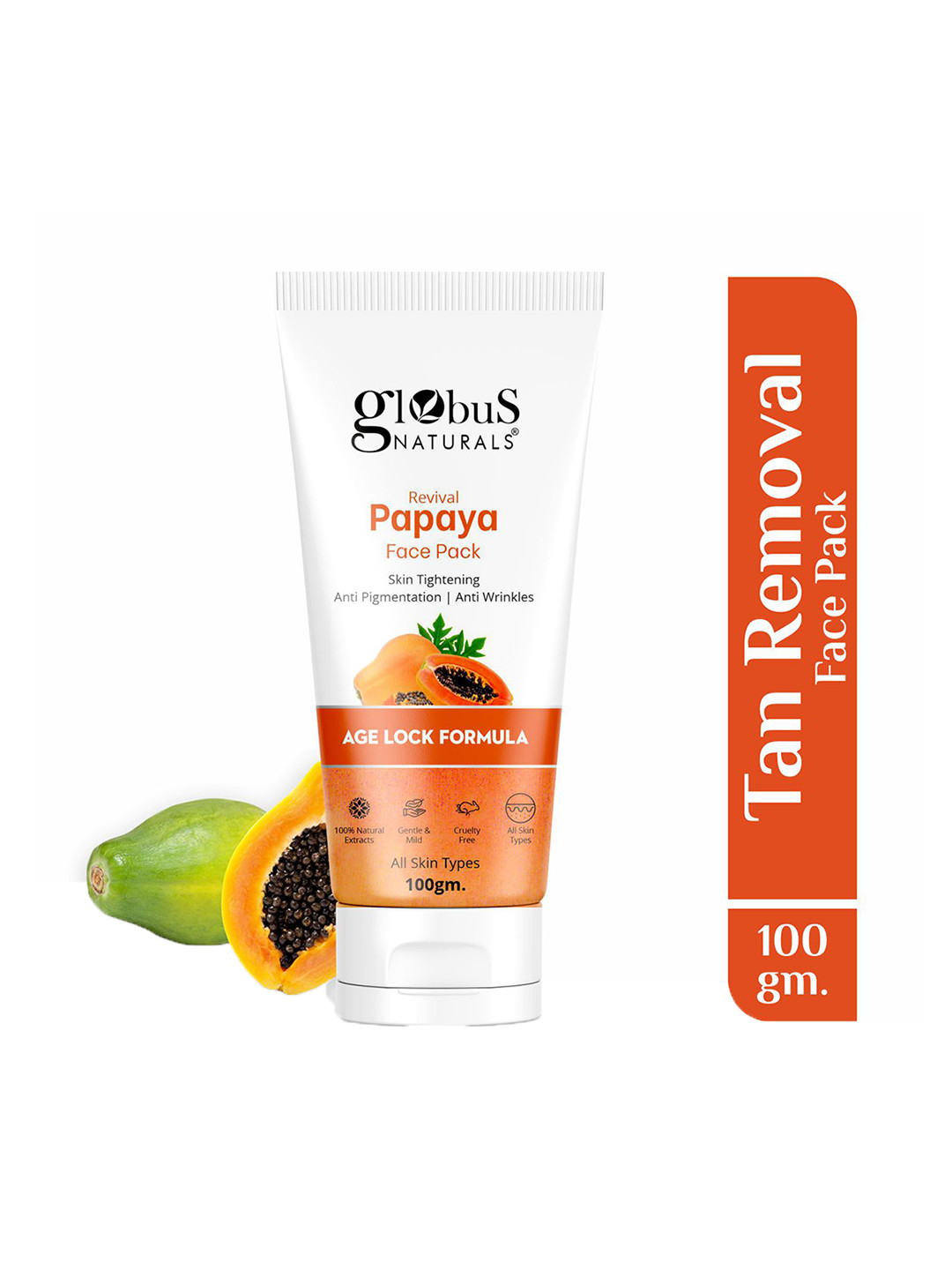 Globus naturals Revival Papaya Face Pack For Tan Removal - Age Lock Formula For Pigmentation 100 g