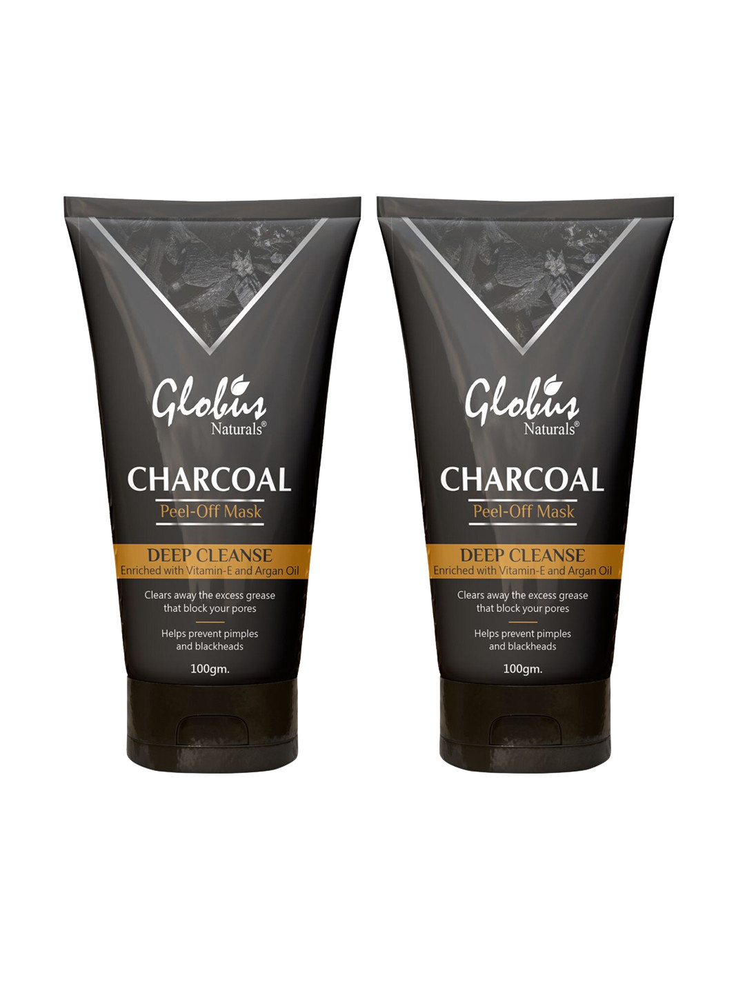 Globus naturals Set Of 5 Charcoal Peel Off Mask Enriched With Vitamin-E & Argan Oil - 100gm Each