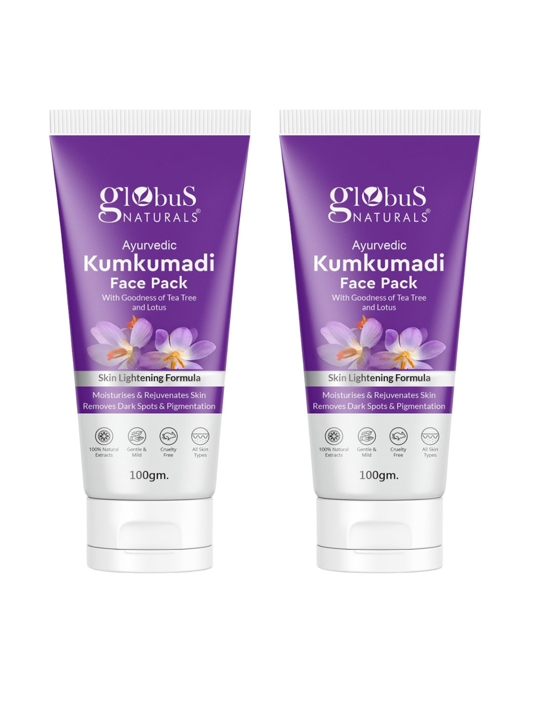 Globus naturals Set Of 2 Ayurvedic Kumkumadi Skin Lightening Face Packs - 100 gm Each