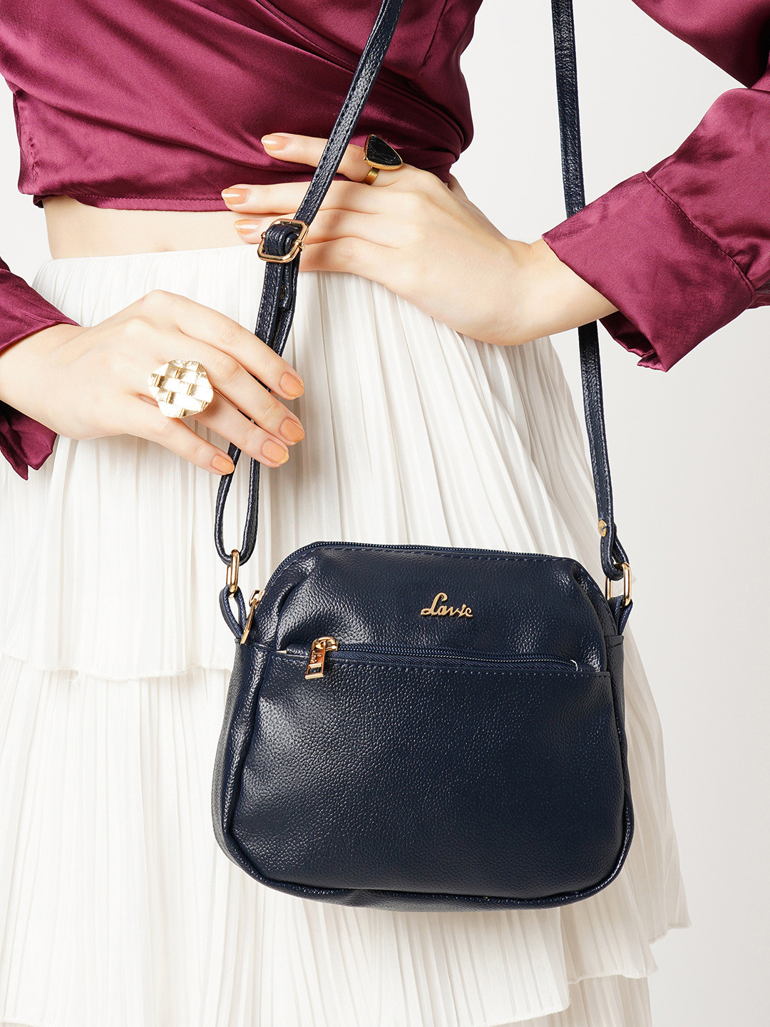 Lavie Blue Solid Sling Bag