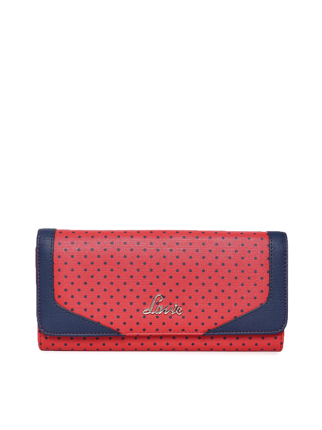 Buy Lavie Women Navy Blue & Red Colourblocked Textured Three Fold Wallet -  Wallets for Women 2247247