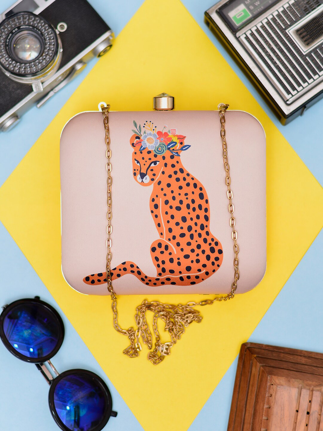 ARTKLIM Cheetah Printed Box Clutch