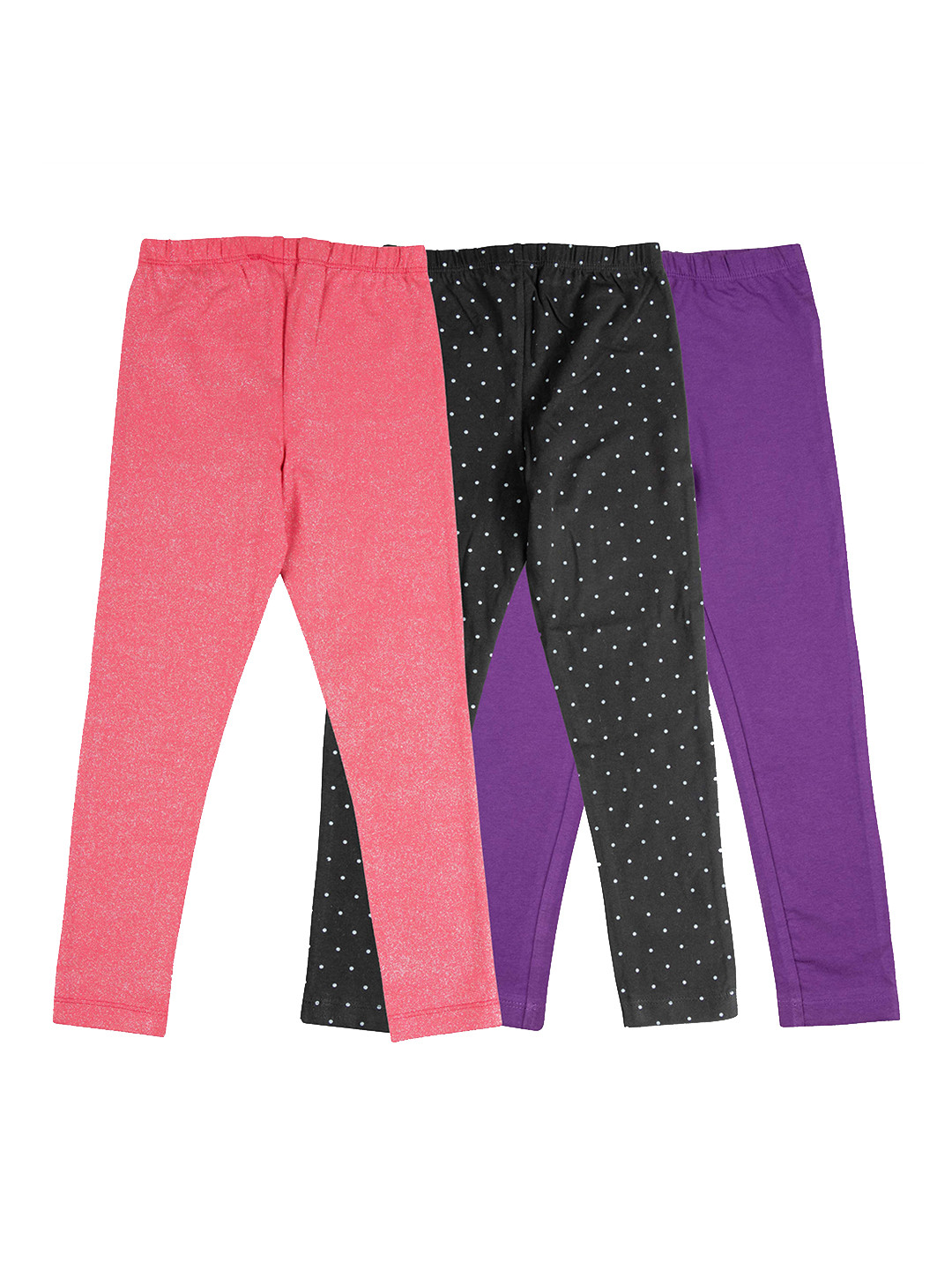 JusCubs Girls Pack of 3 Cotton Ankle-Length Cotton Leggings