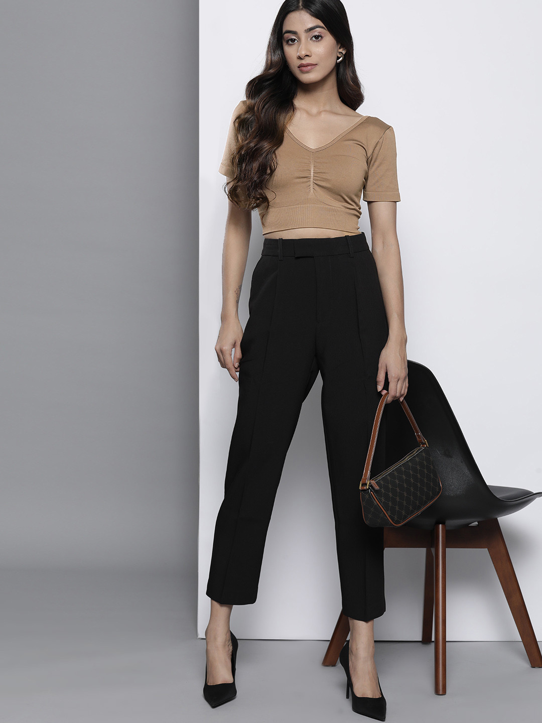 MISSPAP Cinched Waist Ruched Crop Top