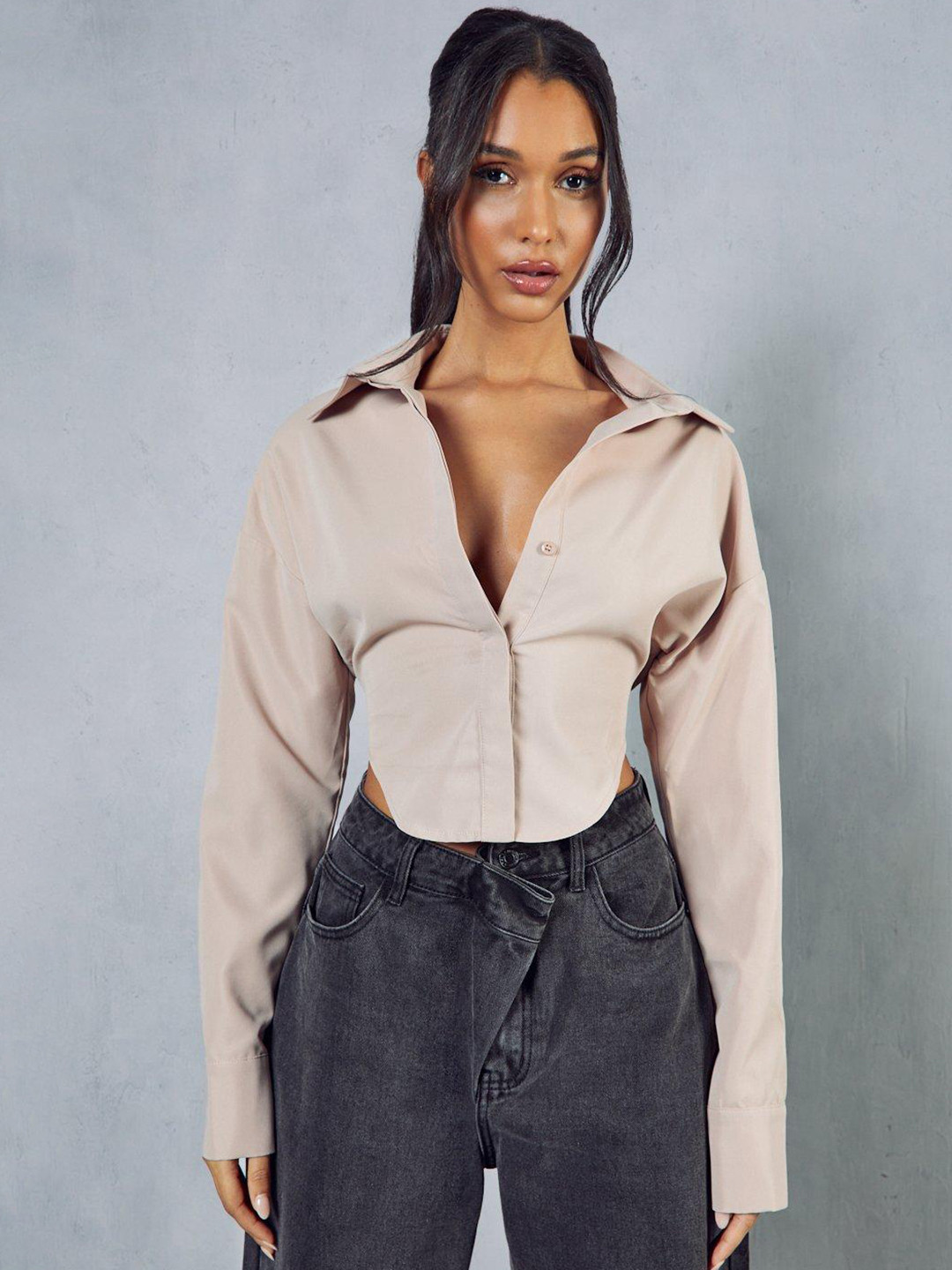 MISSPAP Shirt Style Crop Top