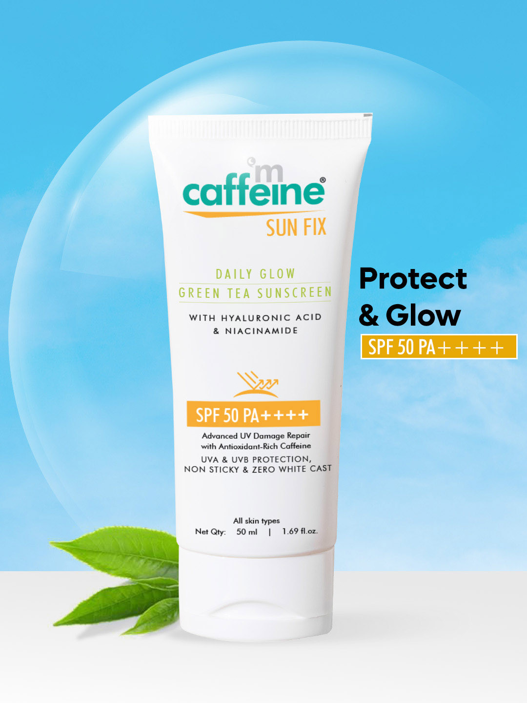 MCaffeine Daily Glow Lightweight Sunscreen SPF 50 PA++++ with Green Tea - 50ml