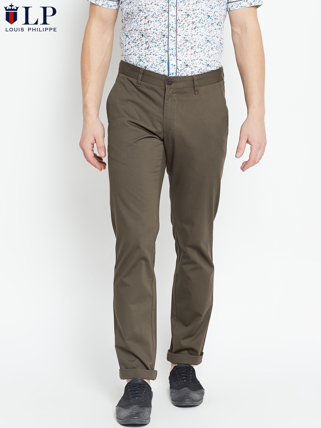 Buy Louis Philippe Men Khaki New Standard Slim Fit Solid Chinos  Trousers  for Men 2263698  Myntra