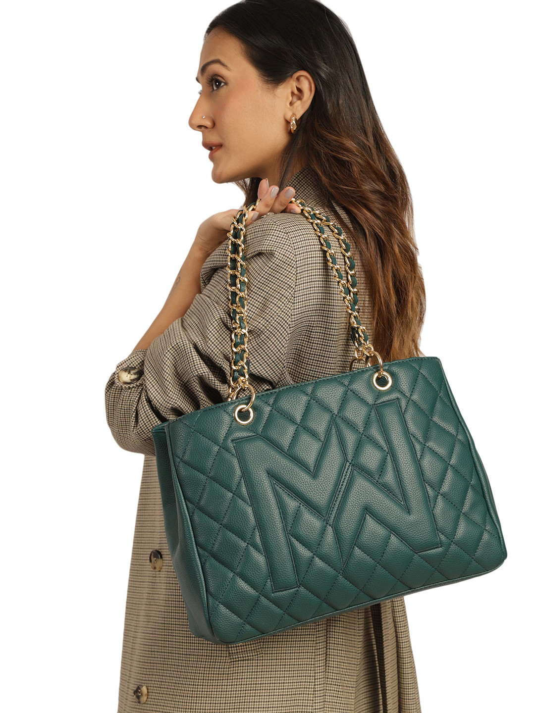 MINI WESST Women Textured Structured Shoulder Bag with Quilted