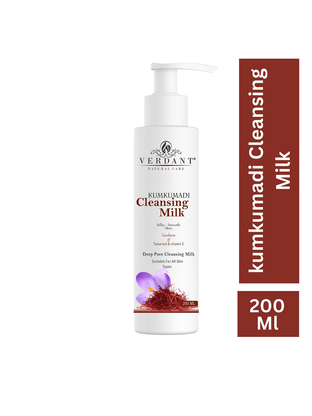 Verdant Natural Care Kumkumadi Cleansing Milk with Vitamin E & Tamarind - 200ml