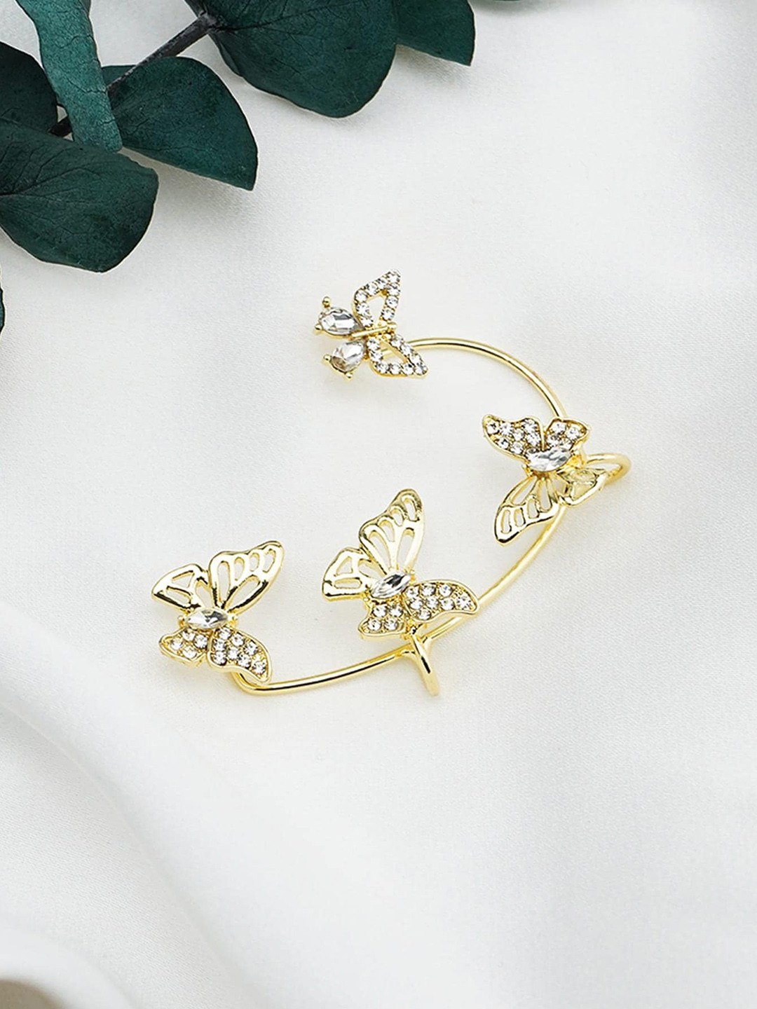 Krelin Butterfly Gold-Plated Contemporary Ear Cuff Earrings