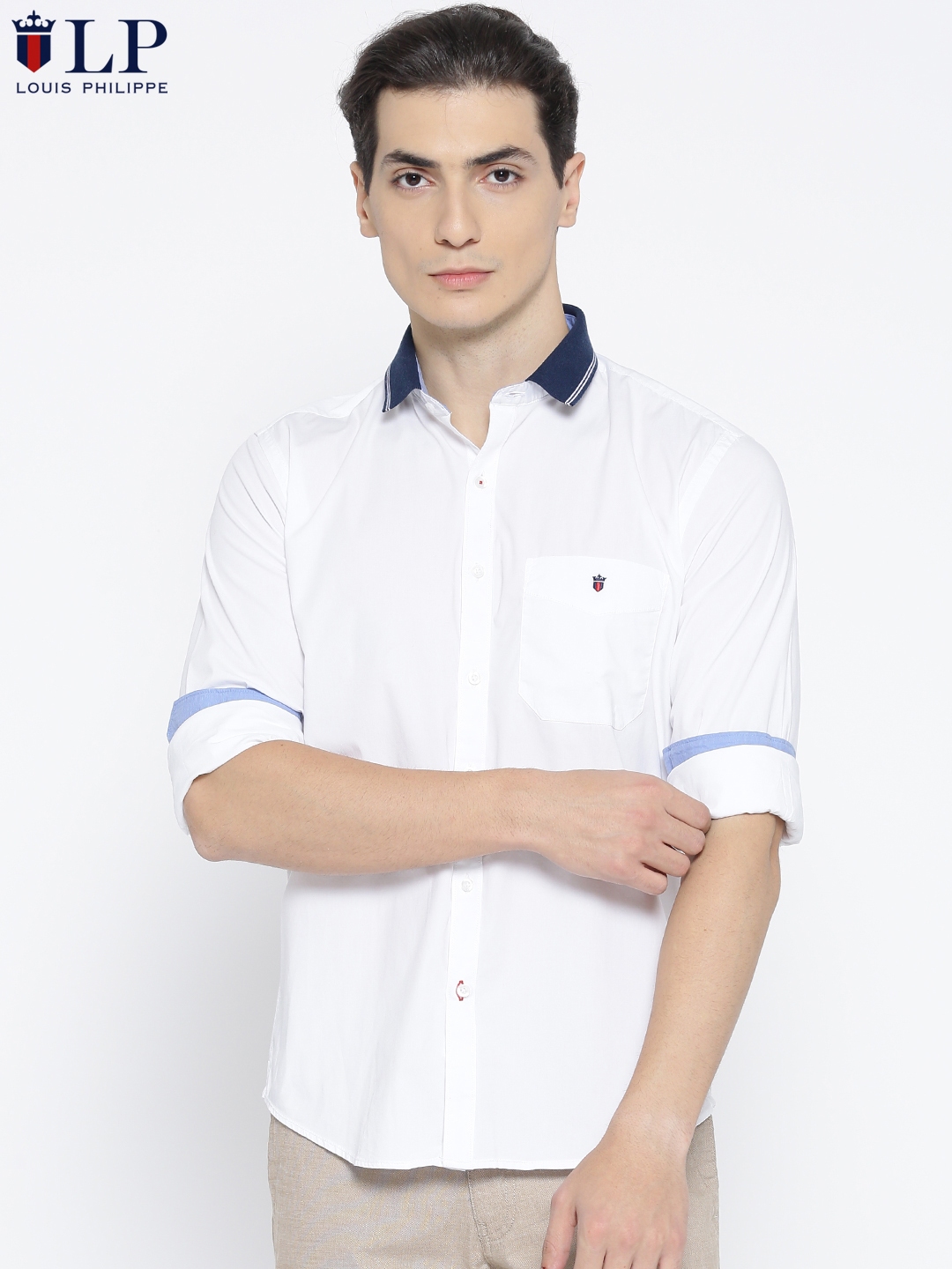 LOUIS PHILIPPE Men Solid Casual White Shirt