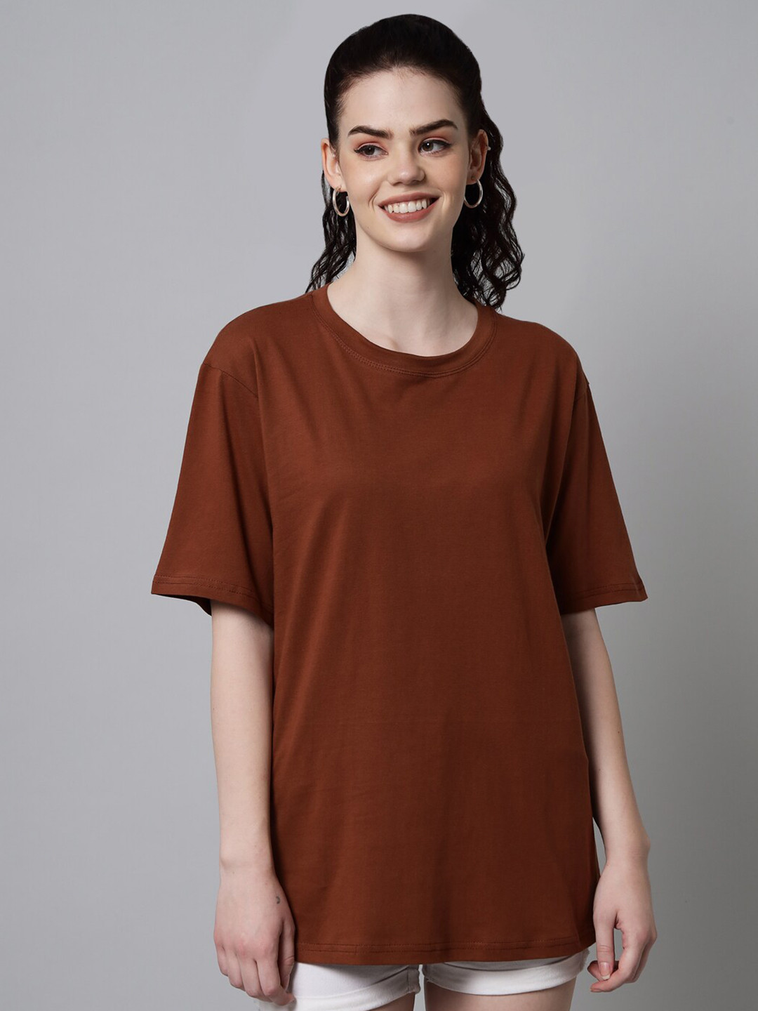 Funday Fashion Drop-Shoulder Sleeves Cotton Loose T-shirt