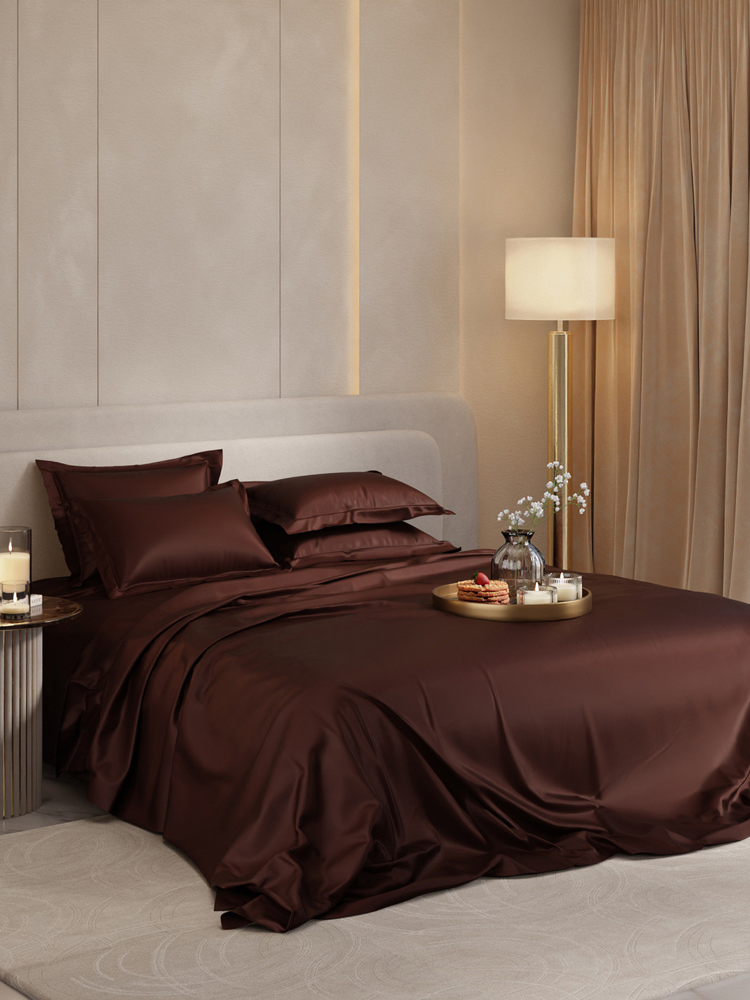 Stoa Paris Date Night Collection Satin 300 TC King Bedsheet-108 x 108 inches