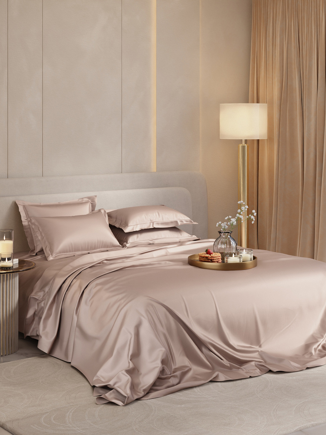 Stoa Paris Date Night Collection Grey Sateen 300 TC Super King Bedsheet-108 x 108 inches