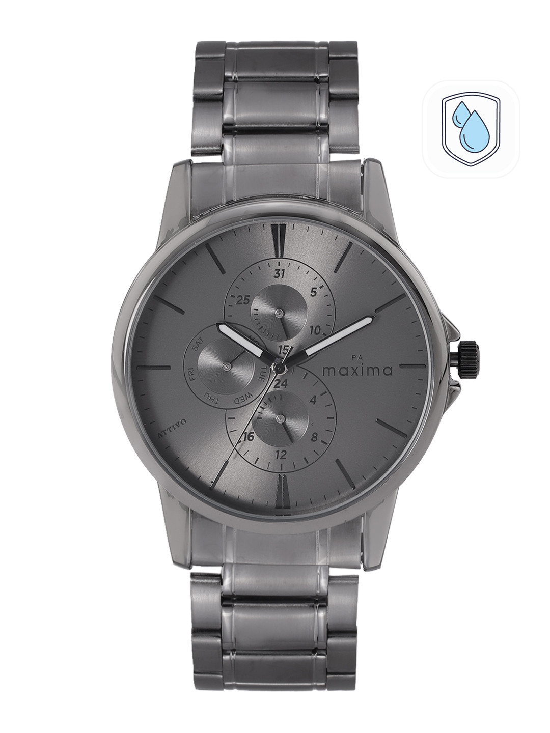 maxima Men Attivo Stainless Steel Bracelet Style Analogue Multi Function Watch 67150CMGF