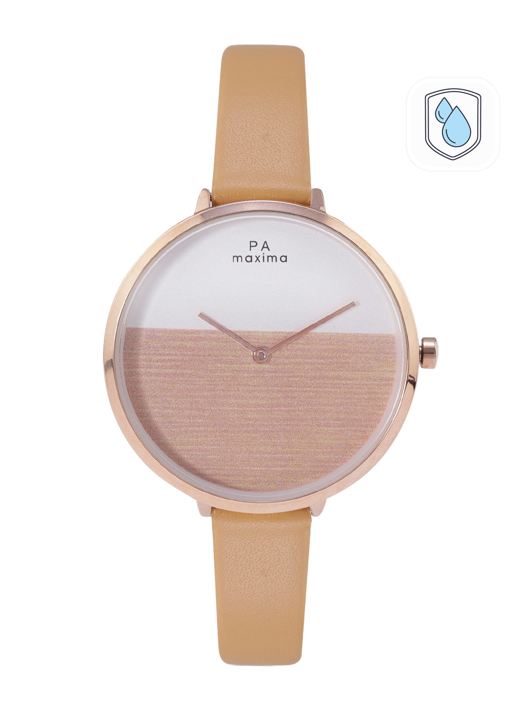 maxima Women Brass Dial & Leather Straps Analogue Watch 60630LMLR