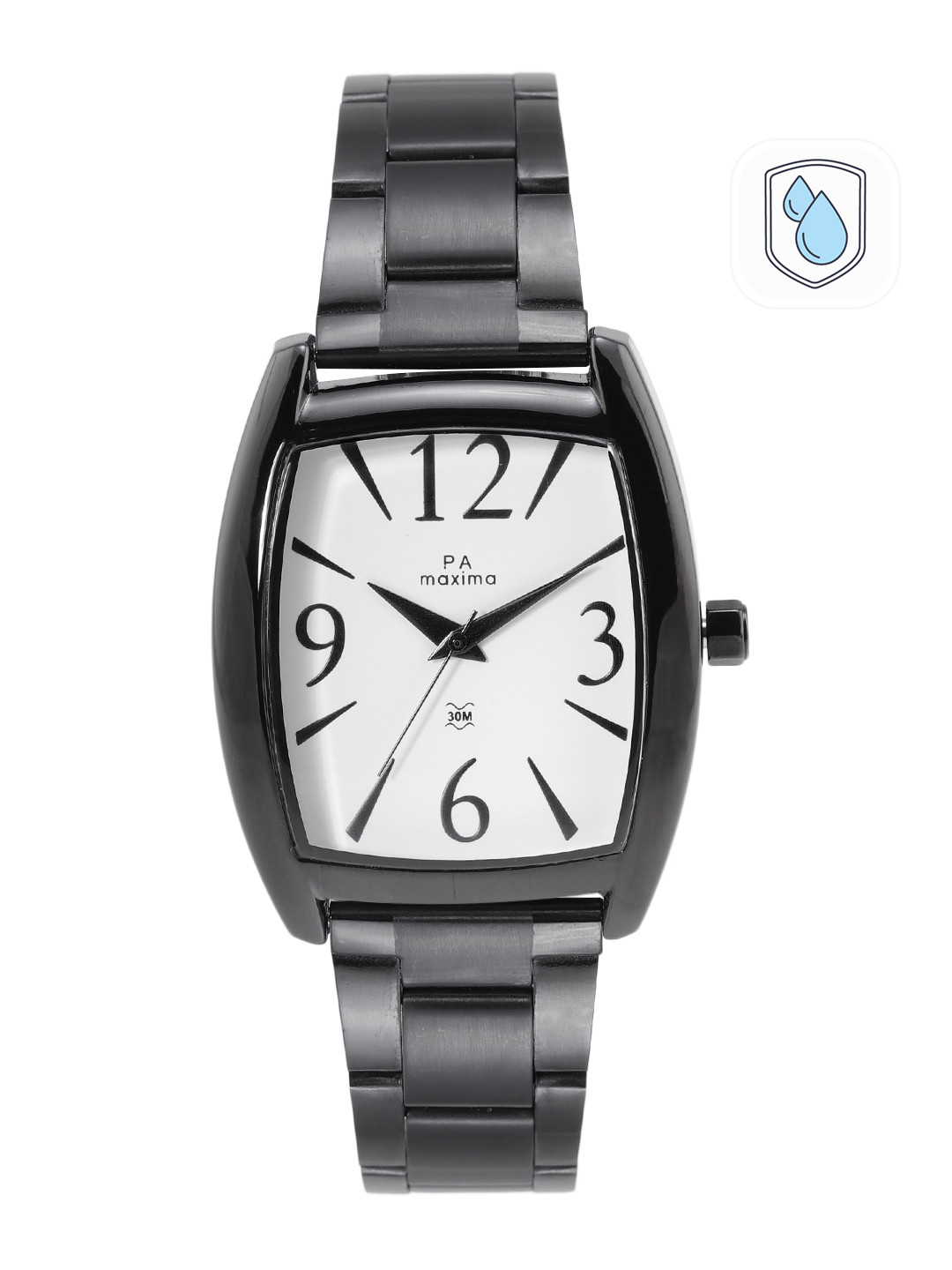 maxima Men White Brass Dial & Black Bracelet Style Straps Analogue Watch 49942CAGB