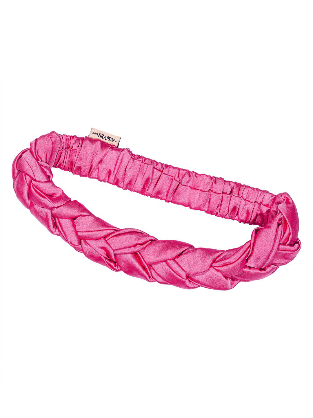 Hair Drama Co. Women Braid Style Pink Silk Satin Elastic Headband Hair Hoops