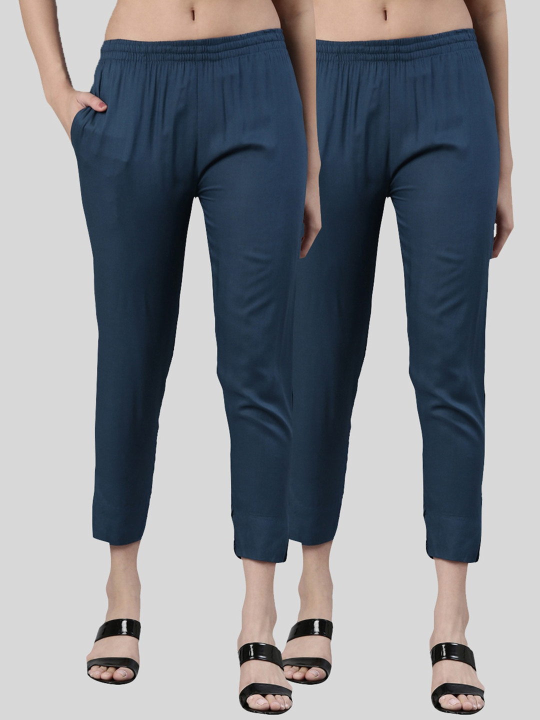 Kryptic Women Pack of 2 Smart Slim Fit Cigarette Trousers
