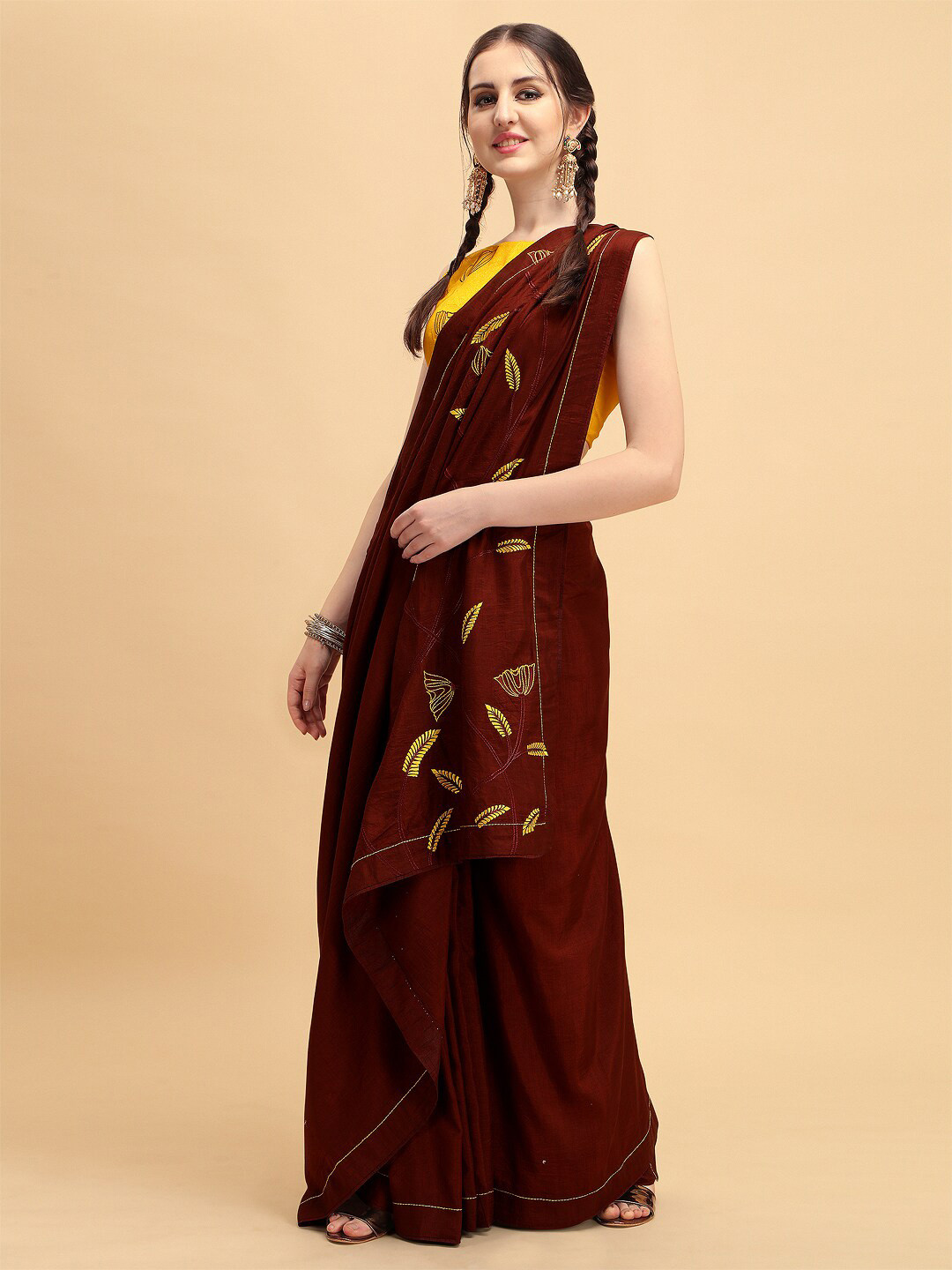 Sangria Dyed Batik Embroidered Saree