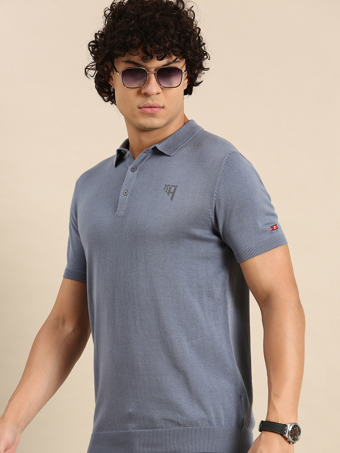 Being Human Solid Polo Collar Pure Cotton Casual T-shirt