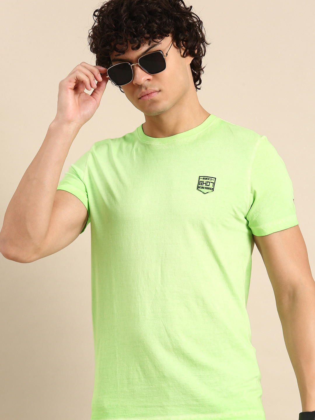 Being Human Brand Logo Printed Pure Cotton Slim Fit T-shirt