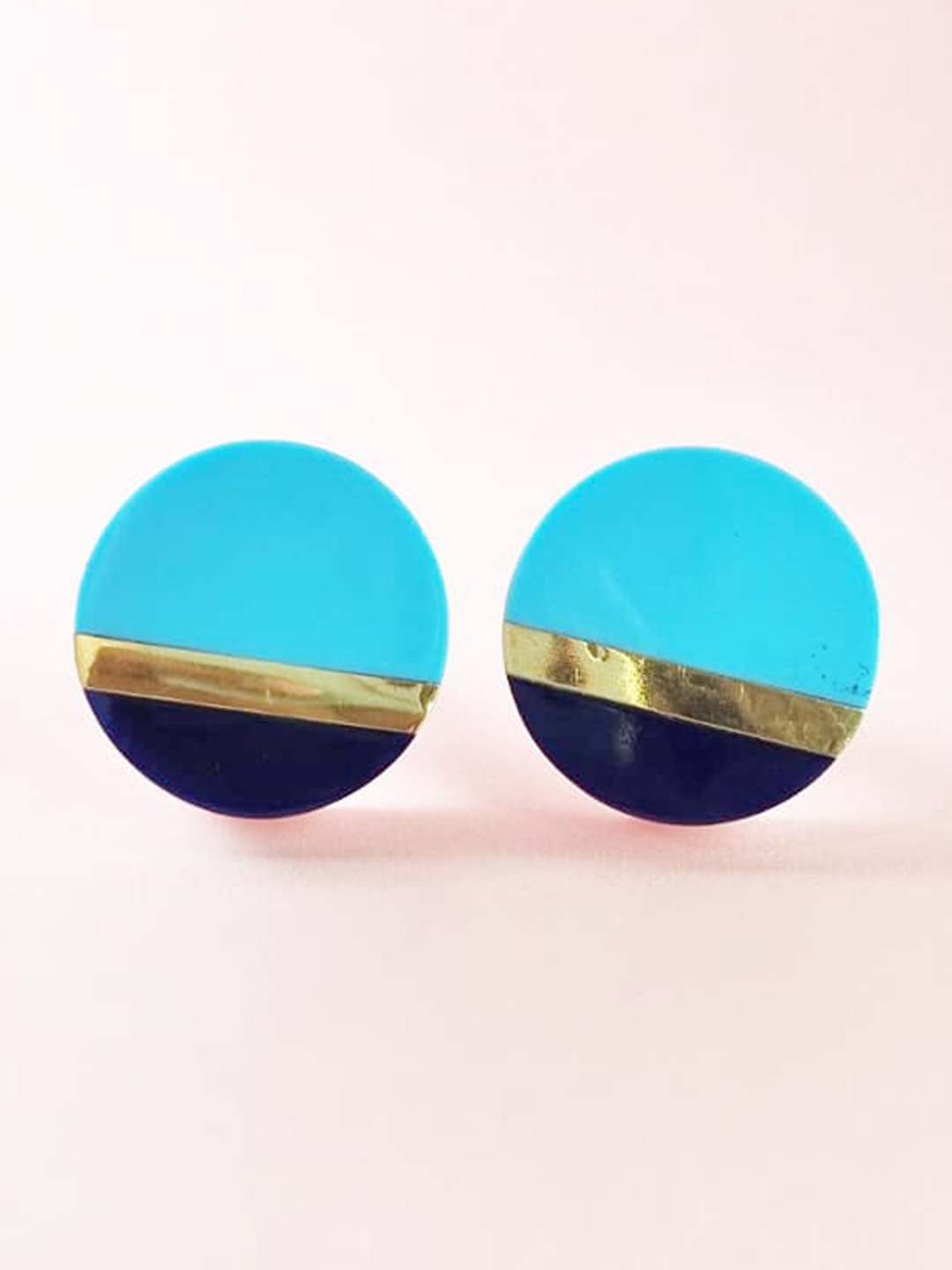 Folkstorys Cobalt Blue & Gold-Toned 2 Pieces Wooden Drawer Knobs