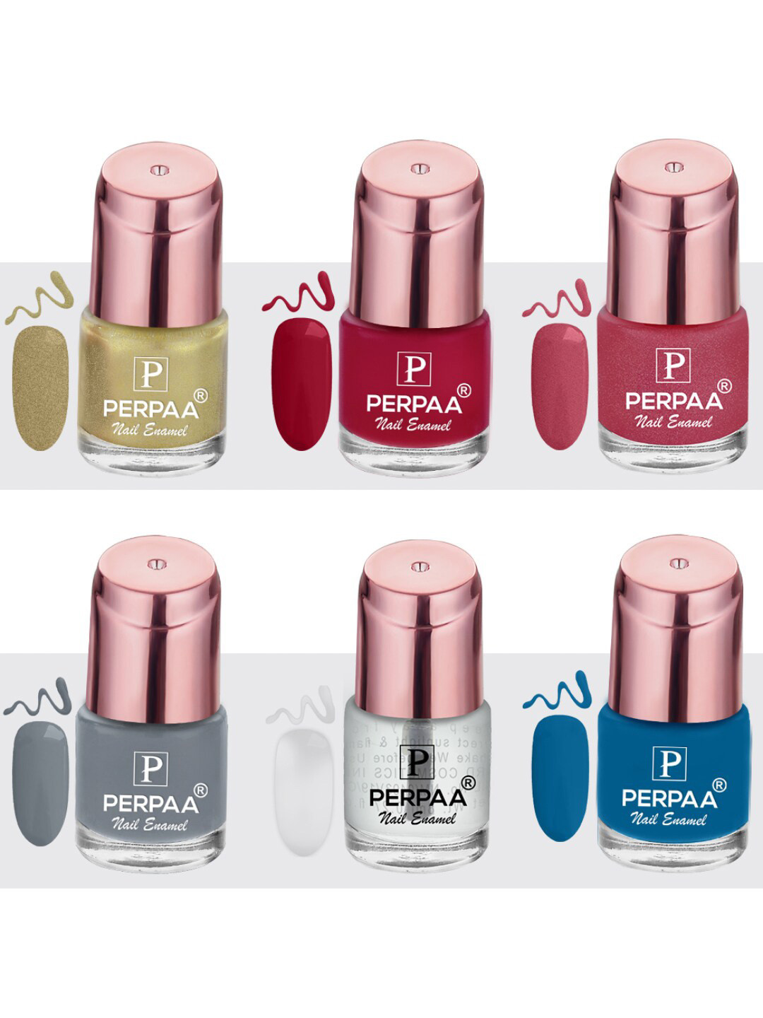 PERPAA Set Of 6 Super Stay Quick-Drying Gel Based Nail Polishes - 6ml Each