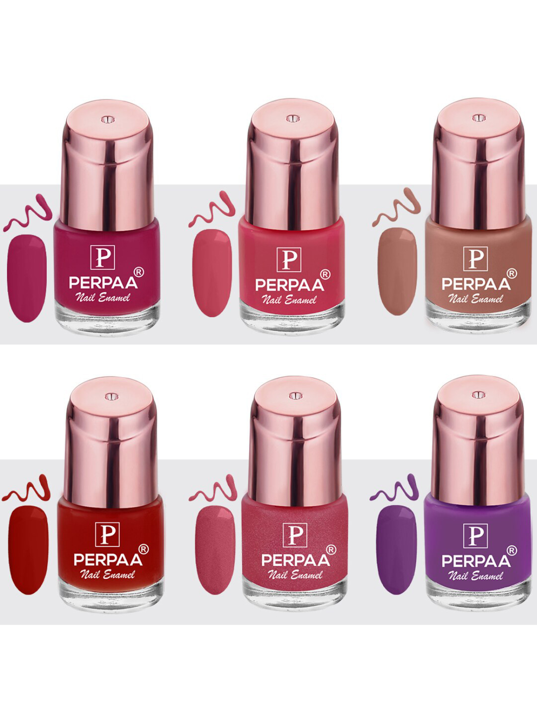 PERPAA Set of 6 Super Stay Quick-Drying Long-Lasting Gel Based Nail Polish - 6 ml each