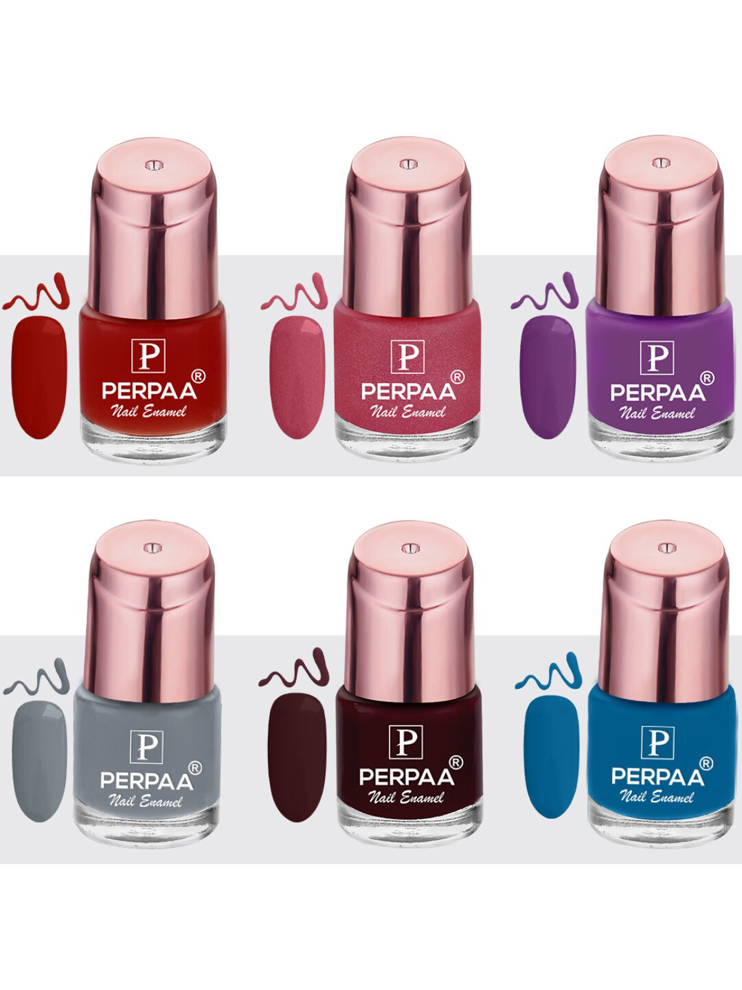 PERPAA Set of 6 Super Stay Quick-Drying Long-Lasting Gel Based Nail Polish - 6 ml each