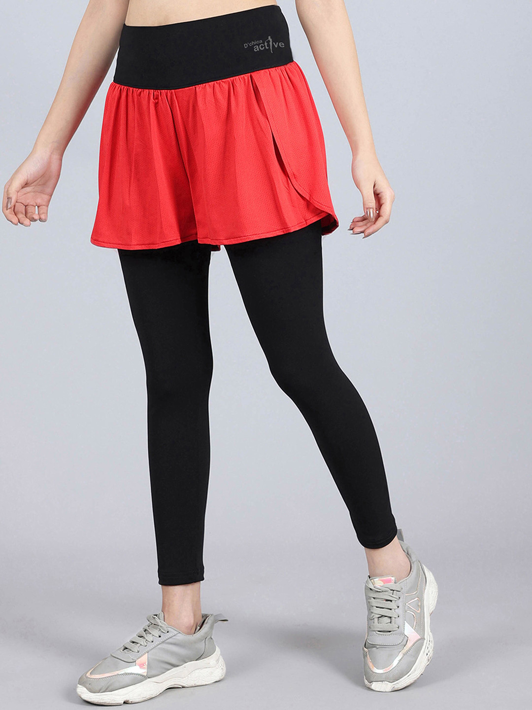 DChica Girls Ankle-Length Gym Leggings With Attached Shorts