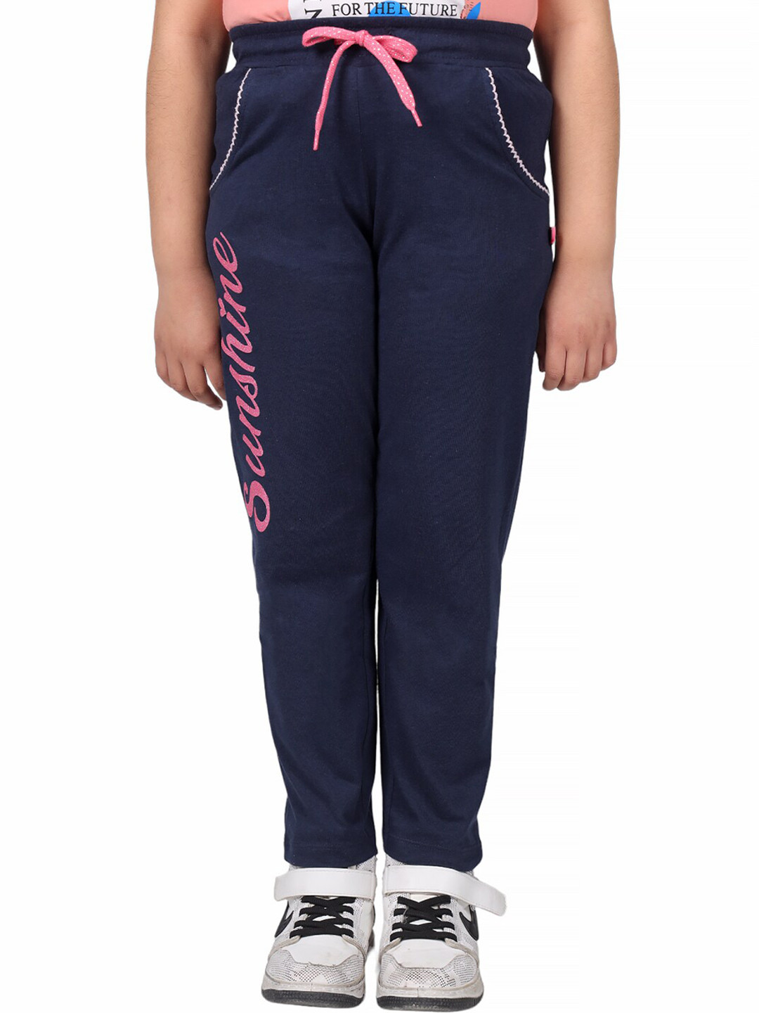 3PIN Girls Typography Printed Cotton Track Pants