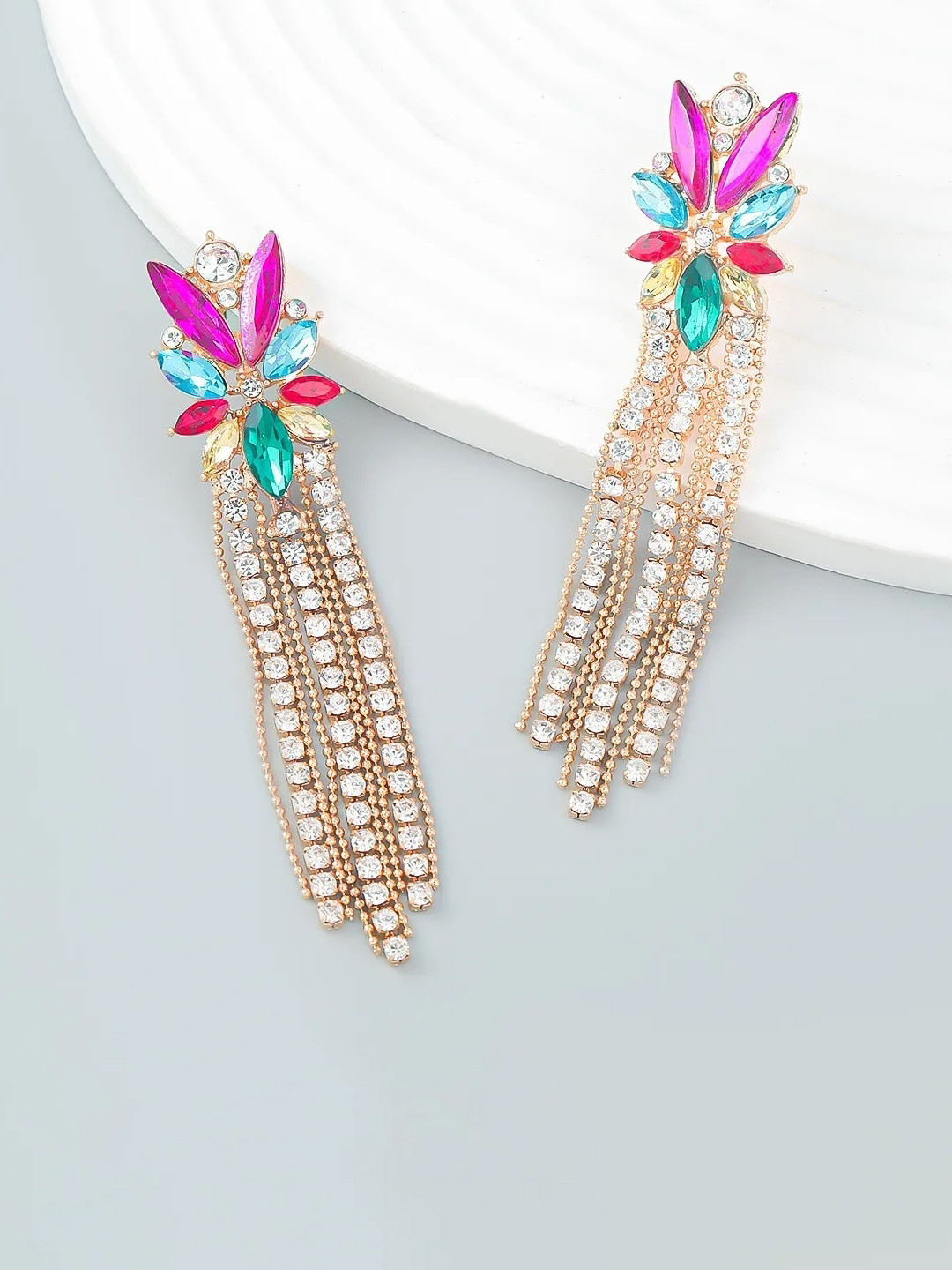 AVANT-GARDE PARIS Gold-Plated Rhinestone Drop Earrings