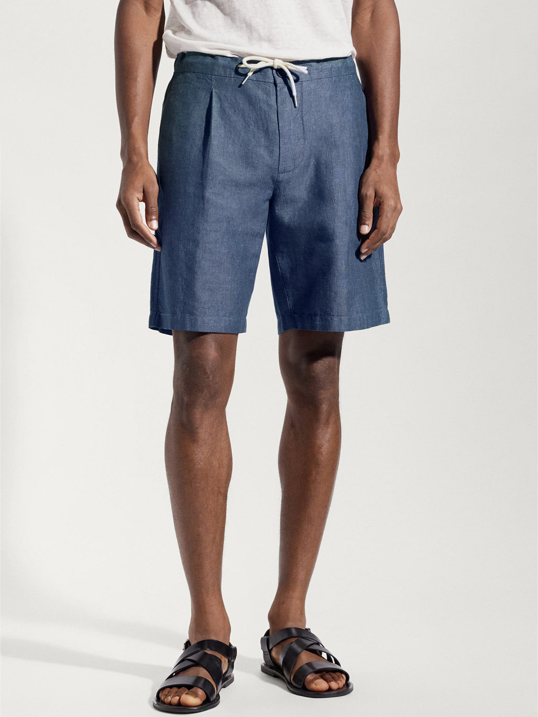 MANGO MAN Slim Fit Linen Cotton Bermuda Shorts
