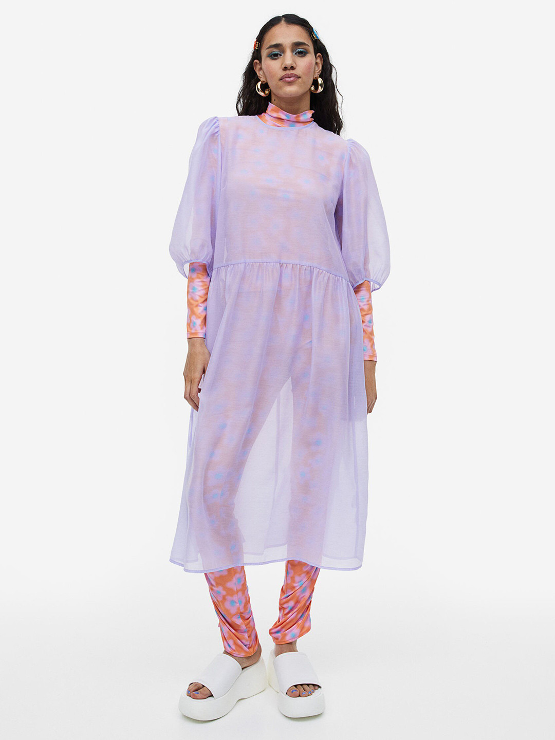 H&M Puff-Sleeved Organza Dress