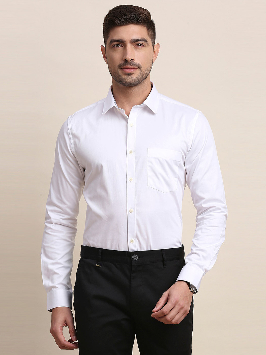 INVICTUS Original Slim Fit Spread Collar  Cotton Formal Shirt