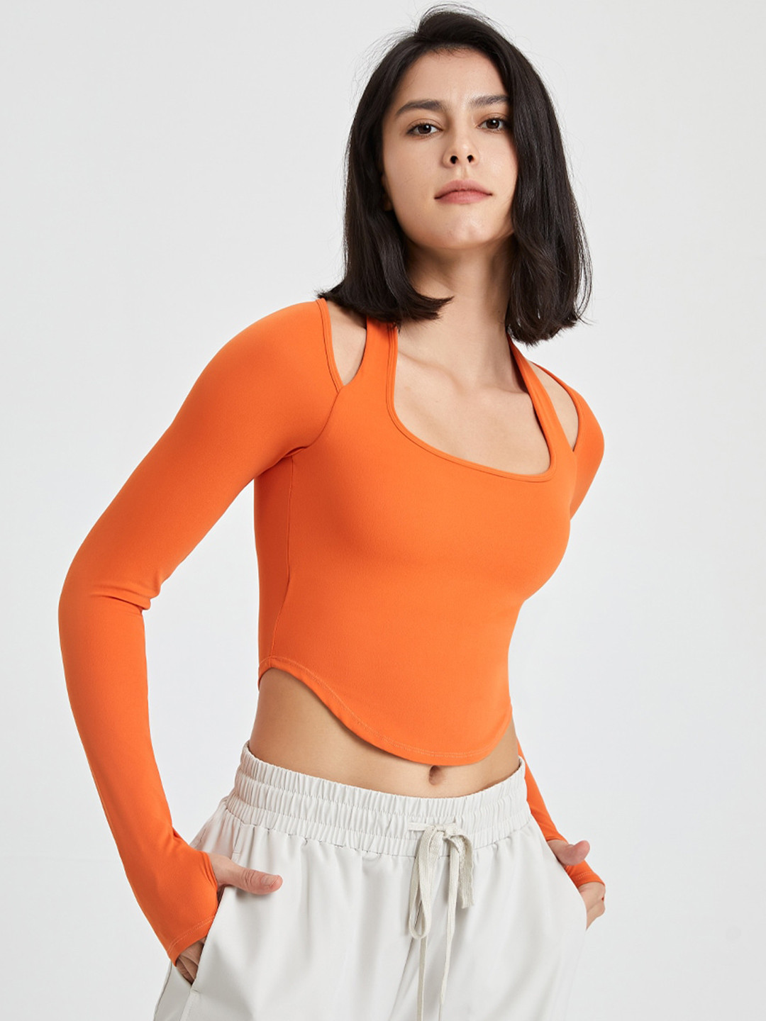 JC Collection Square Neck Cut Out Crop Top