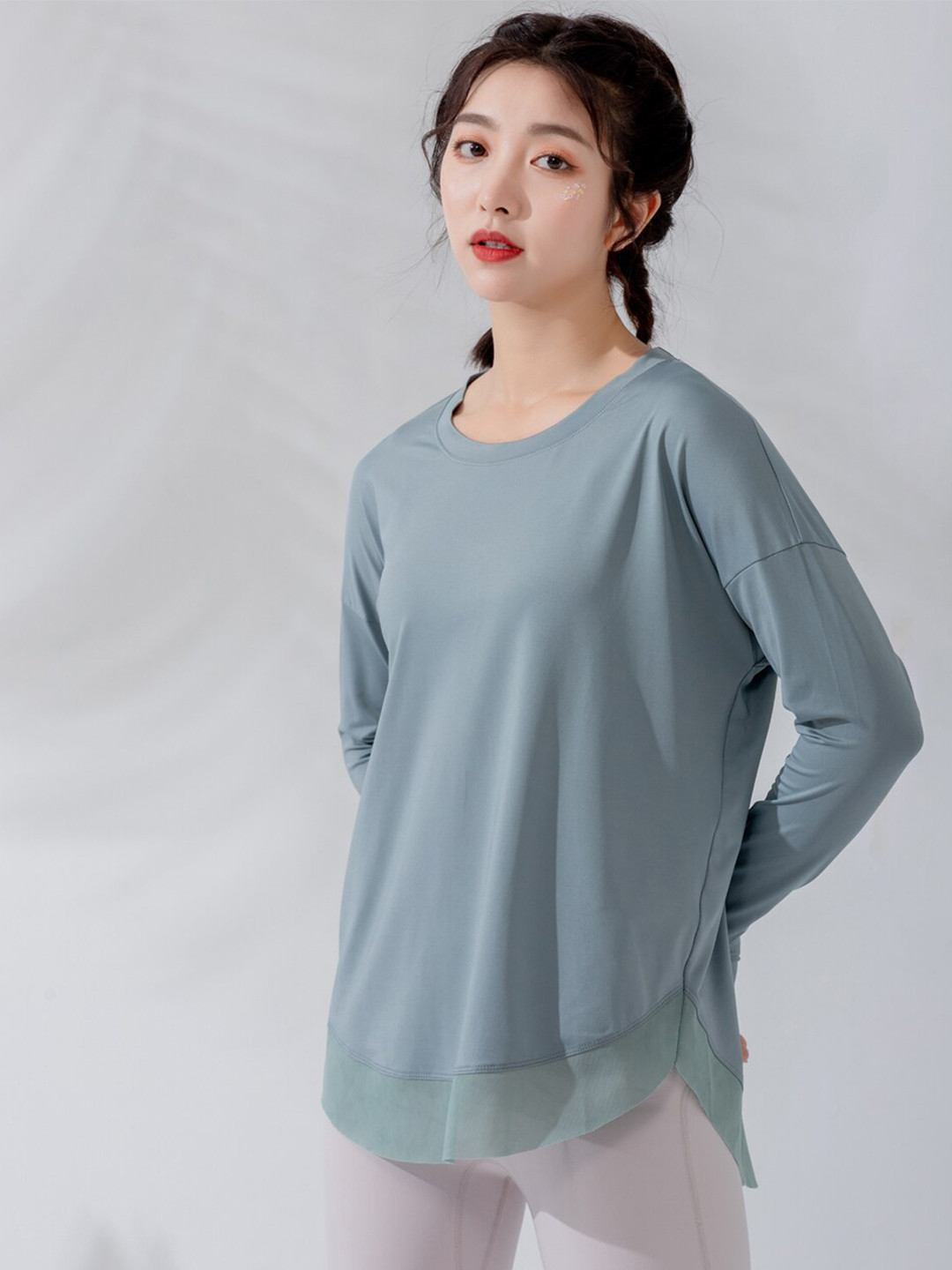 JC Collection Round Neck Long thumb hole Sleeves Top